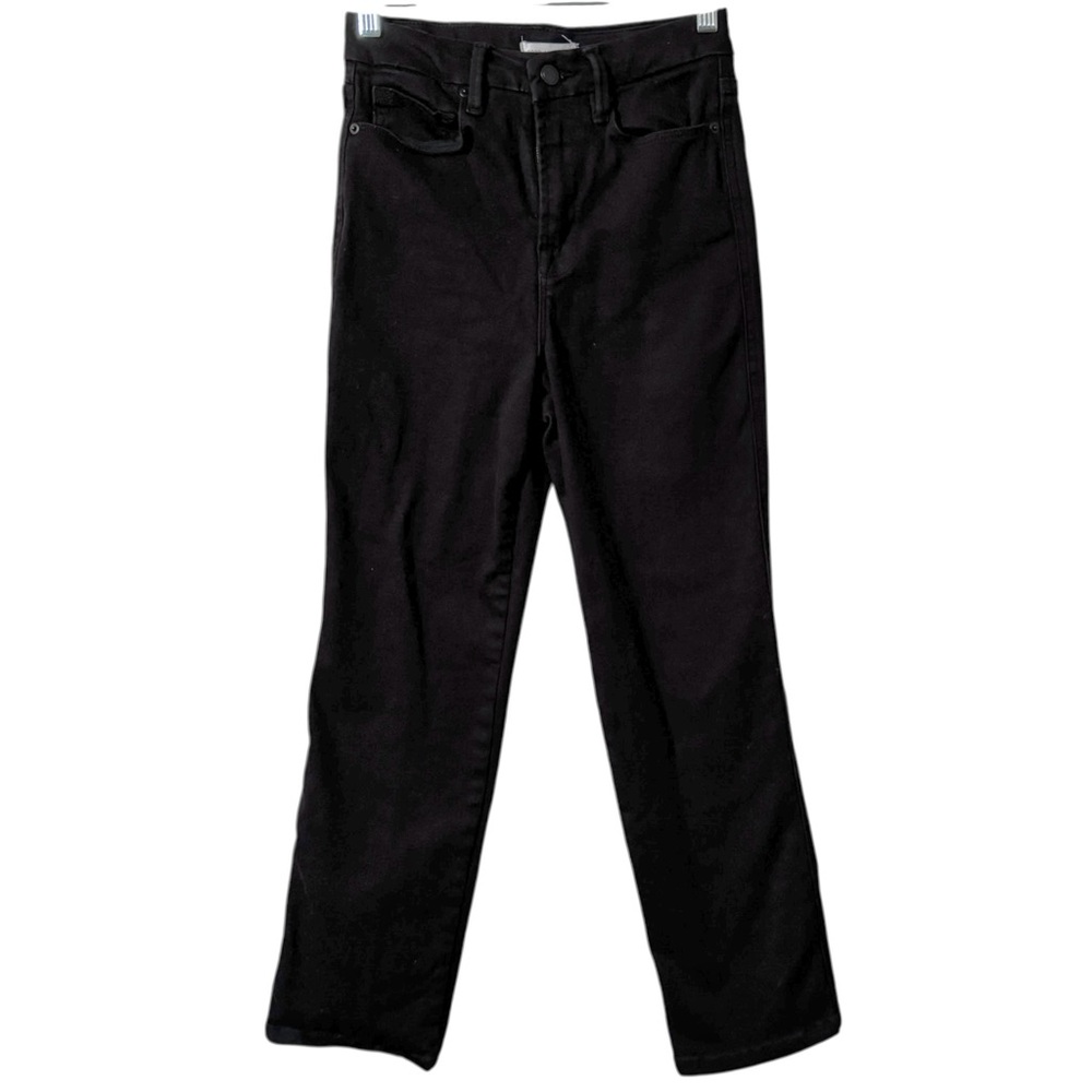 Good American Good Curve Straight Jeans Black Denim crop ankle Womens 2/26
